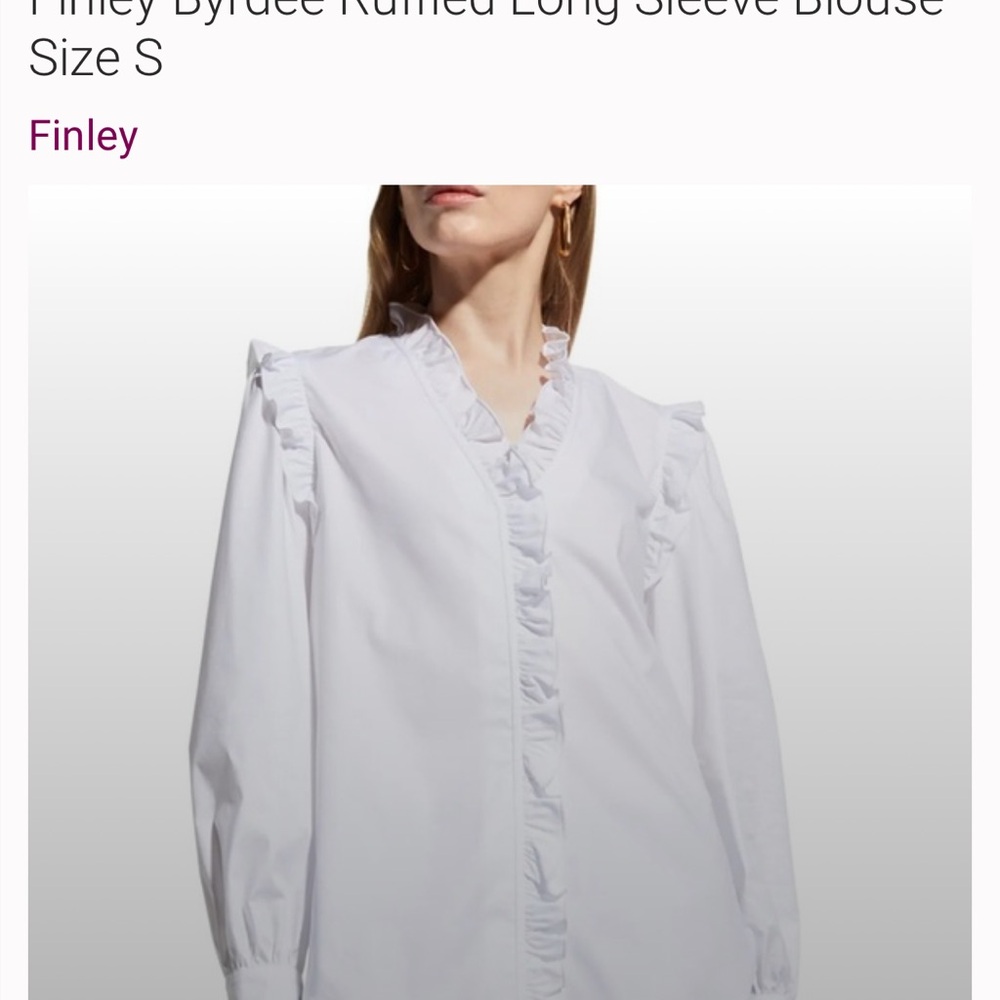 Perfect condition Finley Classic White Blouse with Ruffles - Picture 7 of 11